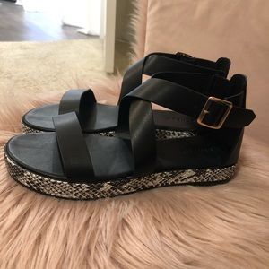 Short Platform Snakeskin Sandals